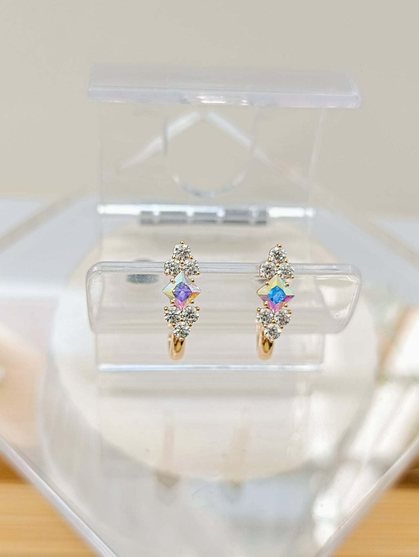 ARGOLLAS ROMBO TORNASOL Y PIEDRAS