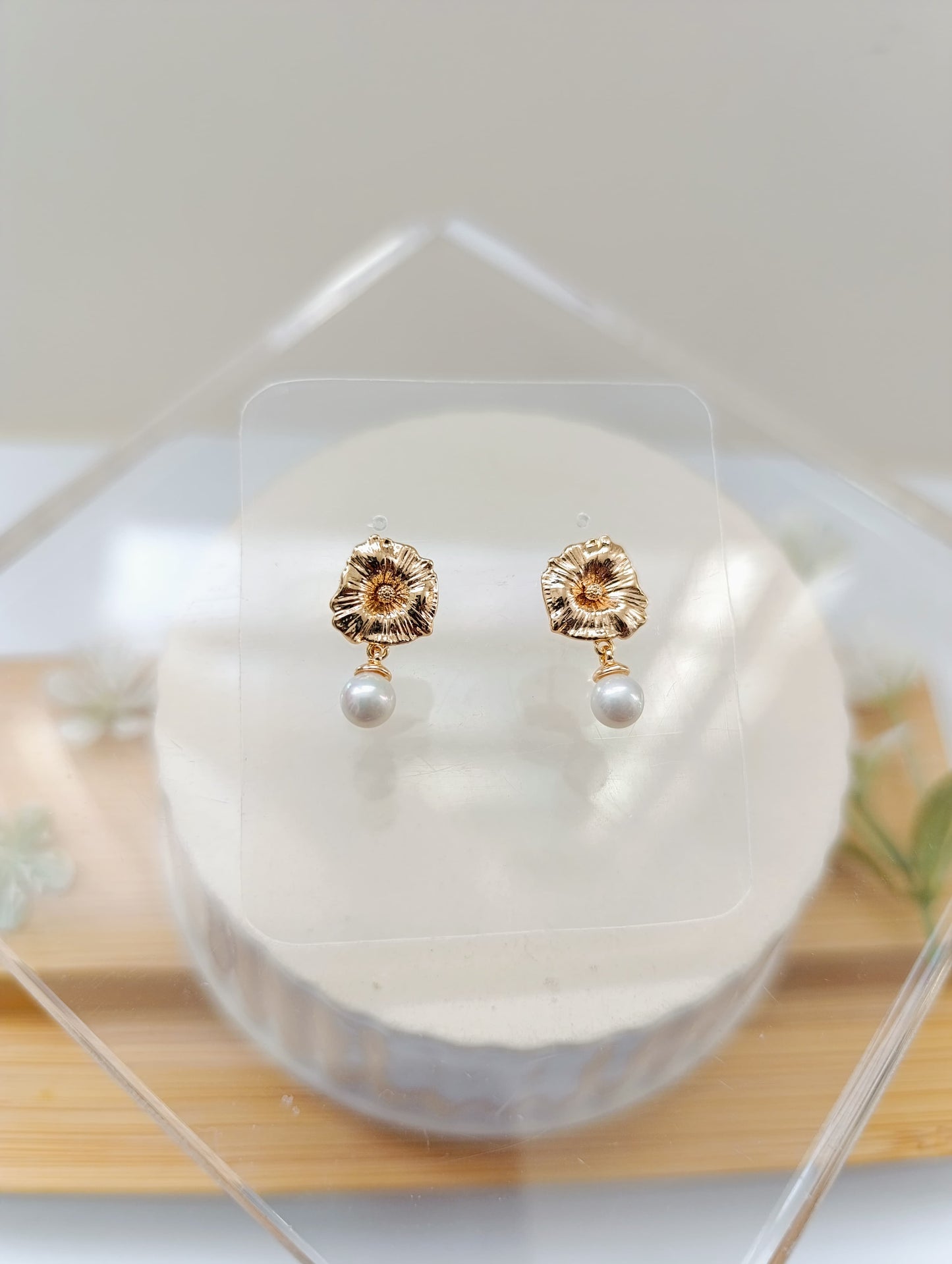 ARETES FLOR PERLITA COLGANTES