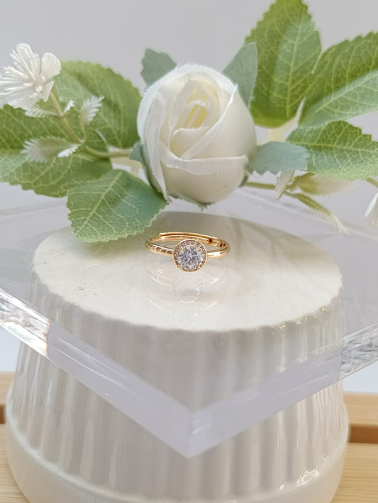 ANILLO AJUSTABLE PIEDRA REDONDA CON CIRCONIAS T8