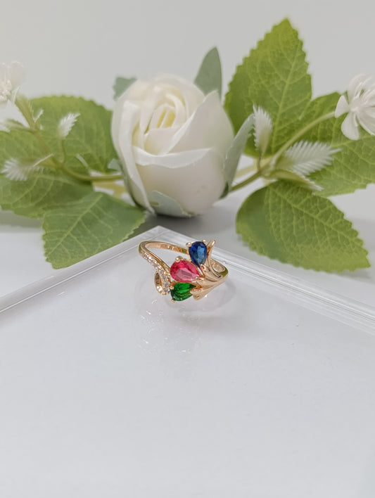 ANILLO CON PIEDRAS DE COLORES  T9