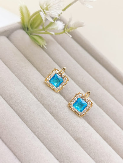 ARETES CUADROS TURQUESA
