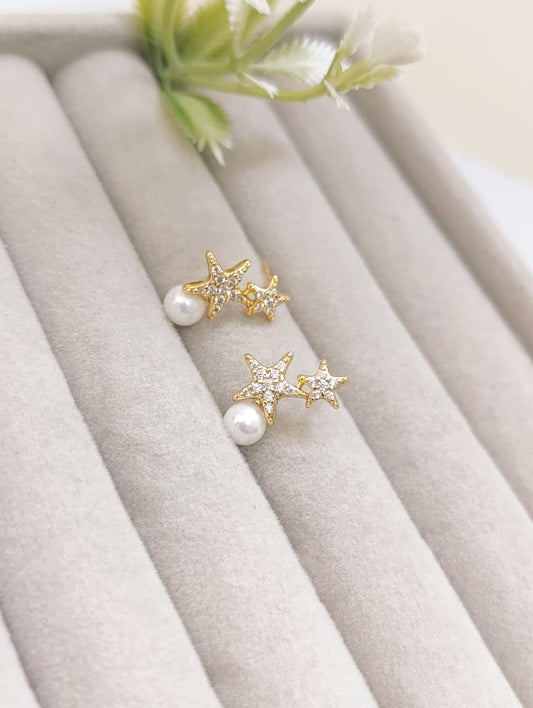 ARETES CON ESTRELLAS Y PERLITA