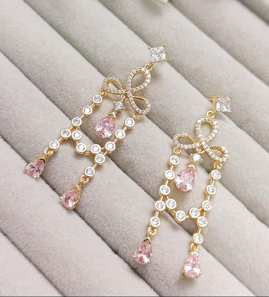 ARETES LARGOS GOTAS ROSAS