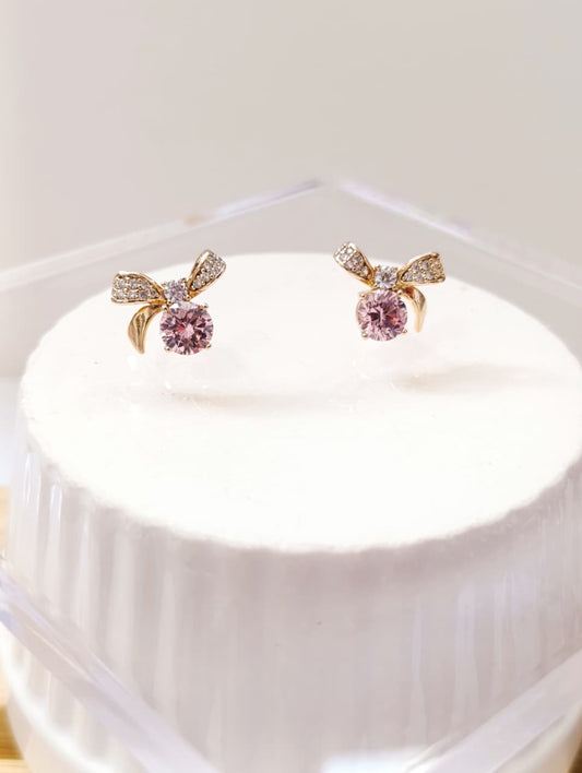ARETES MOÑA PIEDRA ROSADA