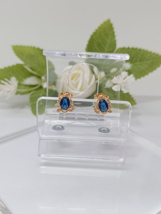 ARETES CON CIRCONIAS PIEDRA AZUL