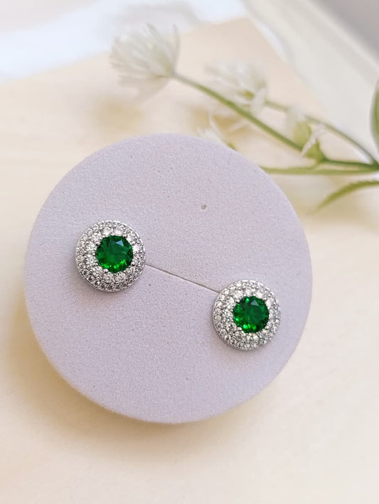 ARETES CON CIRCONIAS PIEDRA VERDE