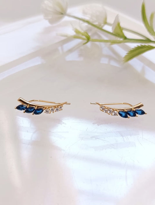 ARETES TREPADORES AZUL PAVO
