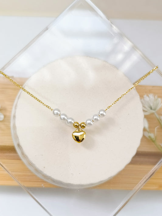 CADENA PERLAS DIJE DE CORAZÓN