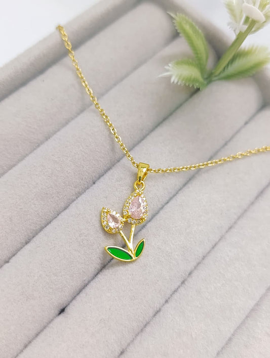 CADENA TULIPÁN DOBLE ROSA