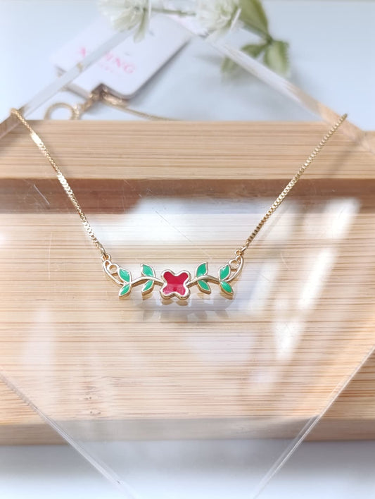CADENA FLOR CON HOJAS