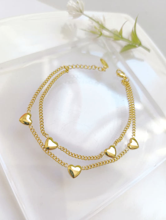 PULSERA DOBLE CORAZONES