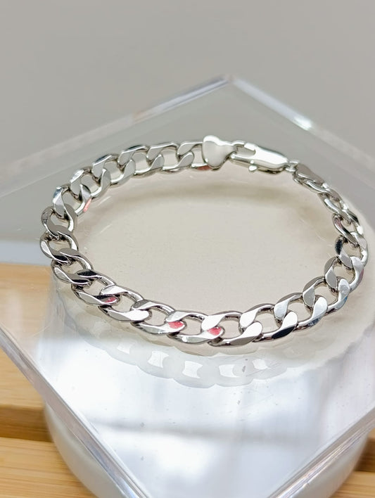PULSERA CABALLERO ESLABÓN CUBANO PLATEADA