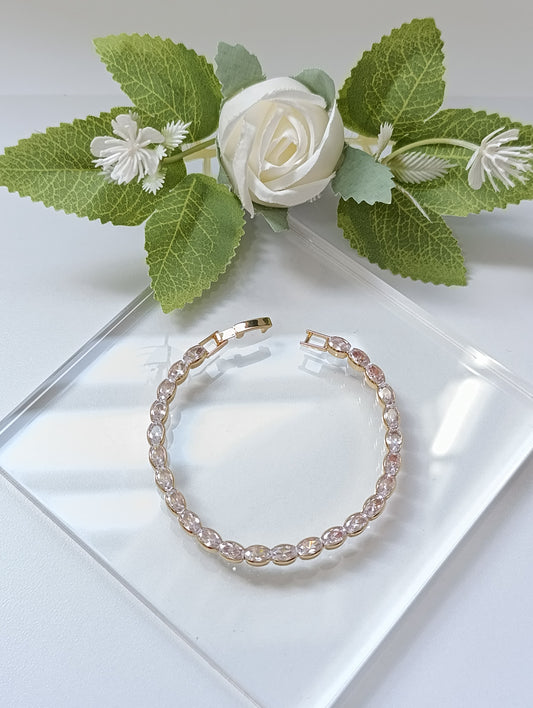 PULSERA DE BROCHE DORADA PIEDRAS OVALADAS