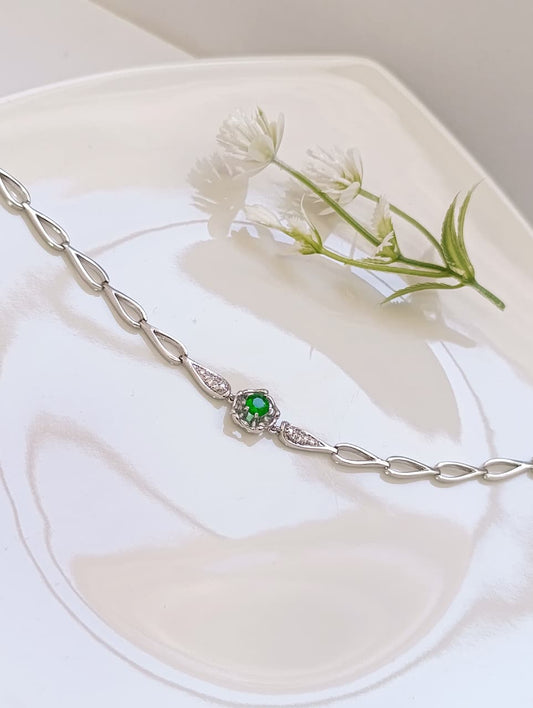 PULSERA PLATEADA PIEDRA VERDE